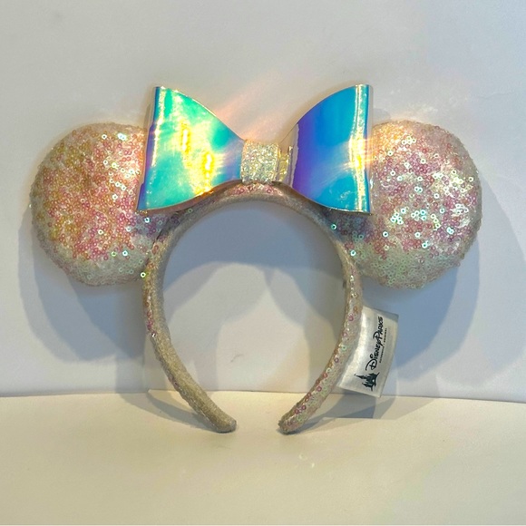 Disney Accessories - Disney Parks Iridescent Minnie Ears Sequins Bow Limited Glitter Rare Headband